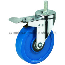 3inch Medium Sized Biaxial Blue Thread PVC Caster Wheels with Brake
